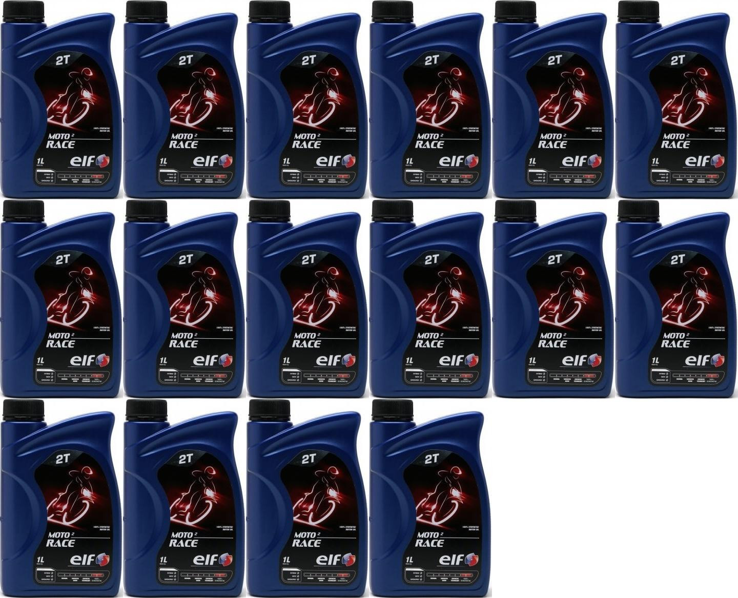 Elf Moto 2 Race 2-T vollsynthetisches 100% Ester Motorrad Motoröl 16x1l=16 Liter