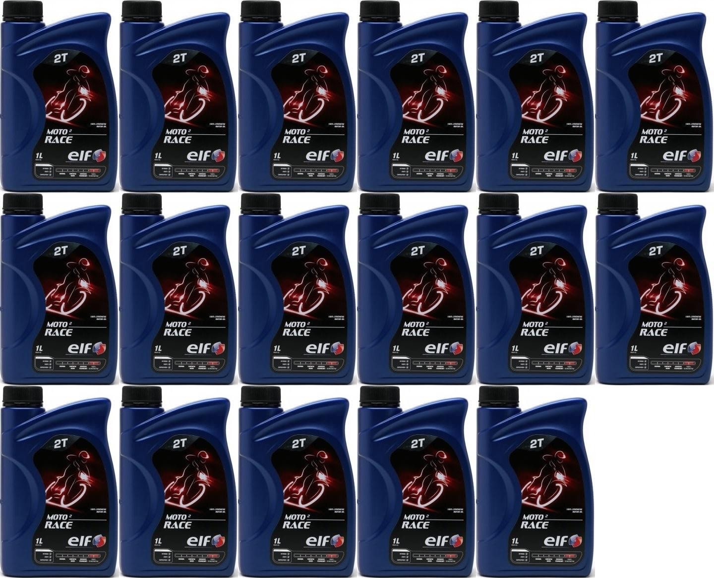 Elf Moto 2 Race 2-T vollsynthetisches 100% Ester Motorrad Motoröl 17x1l=17 Liter