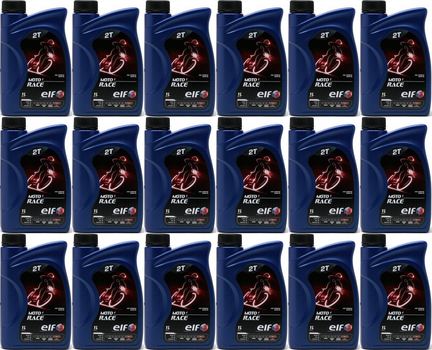 Elf Moto 2 Race 2-T vollsynthetisches 100% Ester Motorrad Motoröl 18x1l=18 Liter