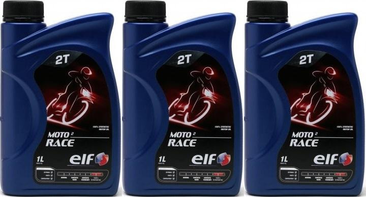 Elf Moto 2 Race 2-T vollsynthetisches 100% Ester Motorrad Motoröl 3x 1l=3 Liter