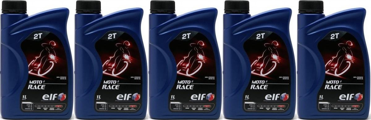 Elf Moto 2 Race 2-T vollsynthetisches 100% Ester Motorrad Motoröl 5x 1l=5 Liter