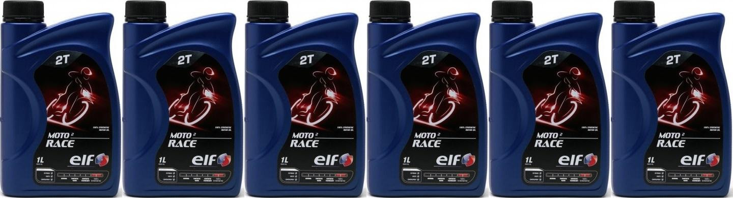 Elf Moto 2 Race 2-T vollsynthetisches 100% Ester Motorrad Motoröl 6x 1l=6 Liter