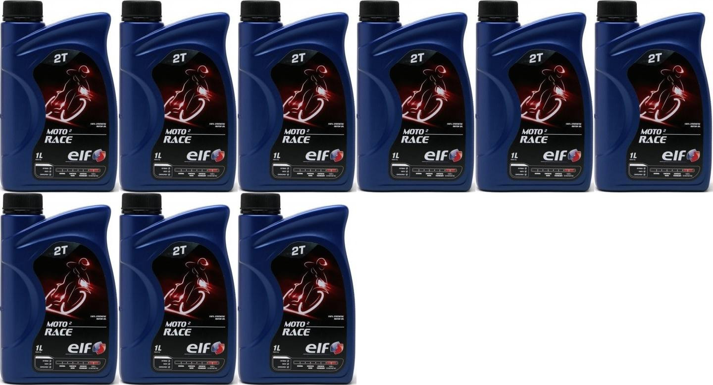Elf Moto 2 Race 2-T vollsynthetisches 100% Ester Motorrad Motoröl 9x 1l=9 Liter