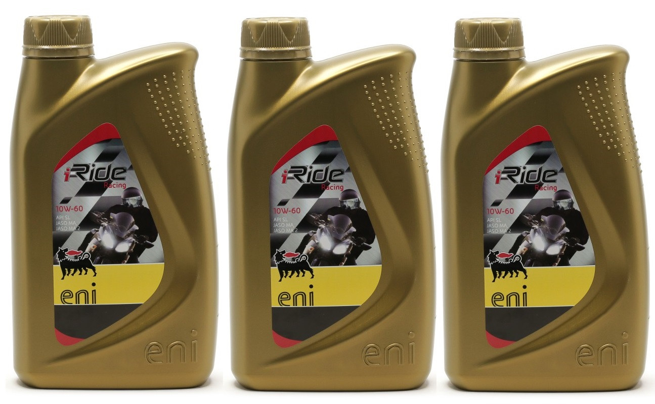 Eni i-Ride Racing 10W-60 synthetisches Motorrad Motoröl 3x 1l = 3 Liter