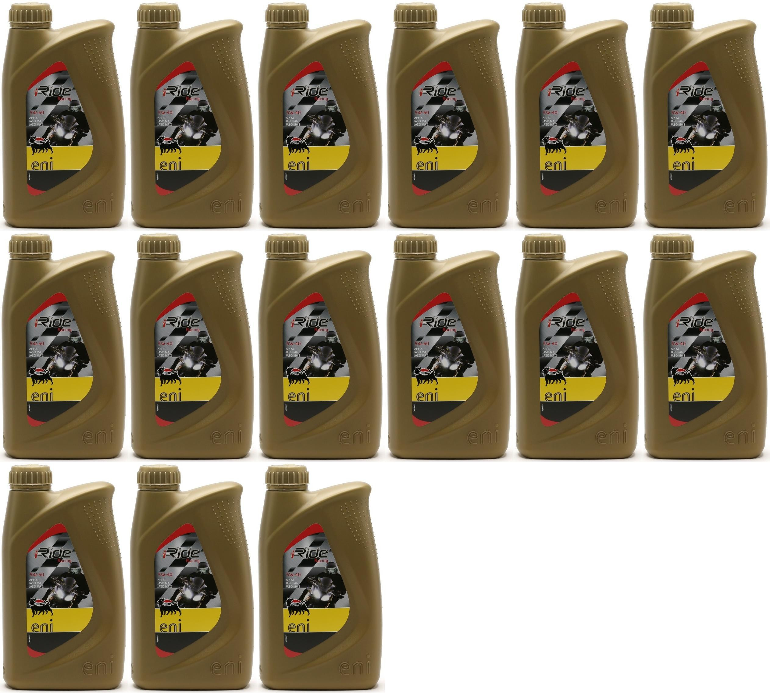 Eni i-Ride Racing 5W-40 synthetisches Motorrad Motoröl 15x 1l = 15 Liter
