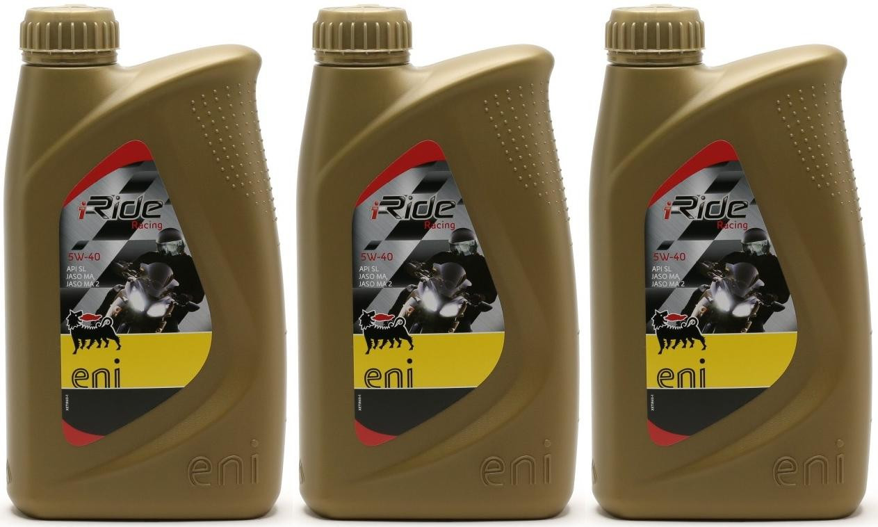 Eni i-Ride Racing 5W-40 synthetisches Motorrad Motoröl 3x 1l = 3 Liter