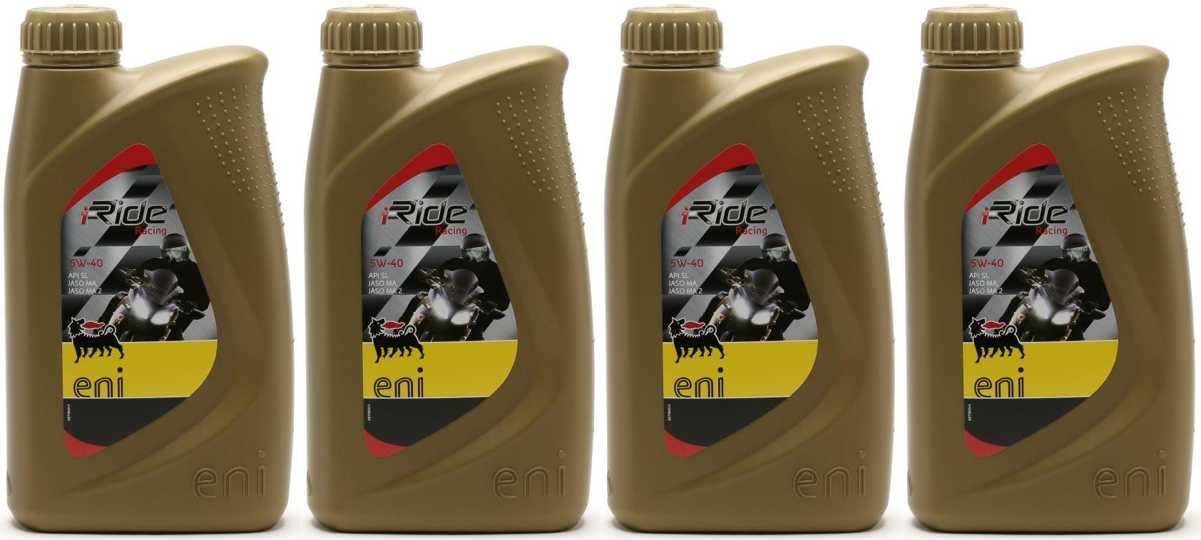 Eni i-Ride Racing 5W-40 synthetisches Motorrad Motoröl 4x 1l = 4 Liter