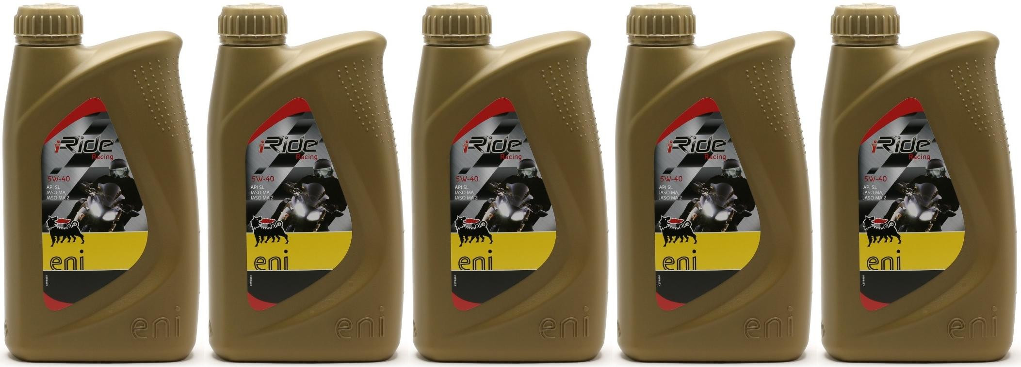 Eni i-Ride Racing 5W-40 synthetisches Motorrad Motoröl 5x 1l = 5 Liter
