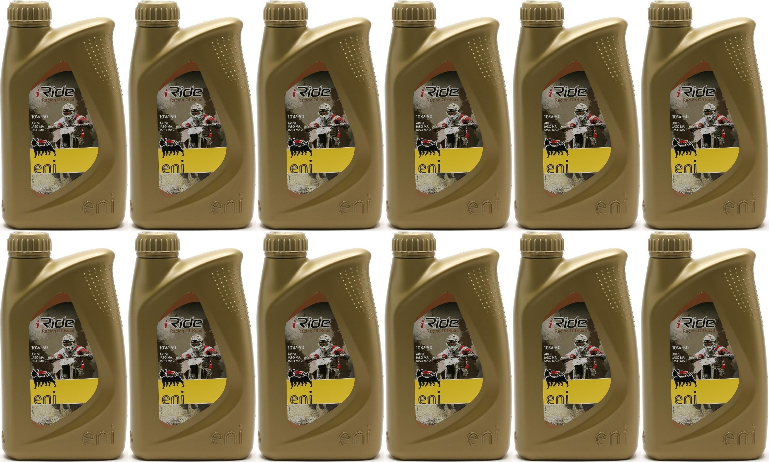 Eni i-Ride racing offroad 10W-50 synthetisches Motorrad Motoröl 12x 1l=12 Liter