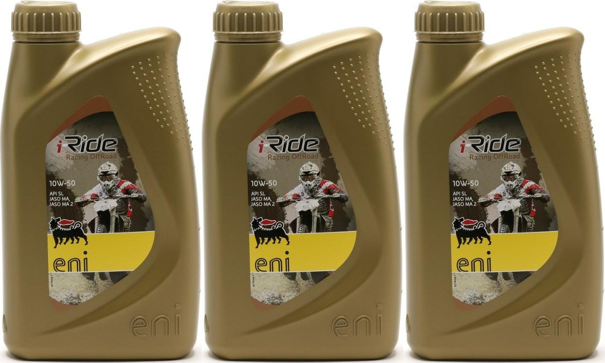 Eni i-Ride racing offroad 10W-50 synthetisches Motorrad Motoröl 3x 1l = 3 Liter