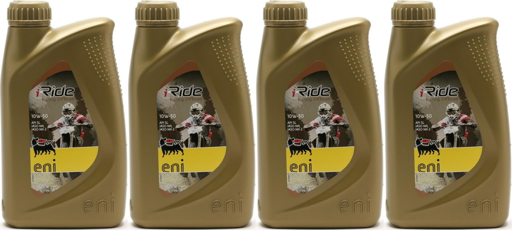 Eni i-Ride racing offroad 10W-50 synthetisches Motorrad Motoröl 4x 1l = 4 Liter