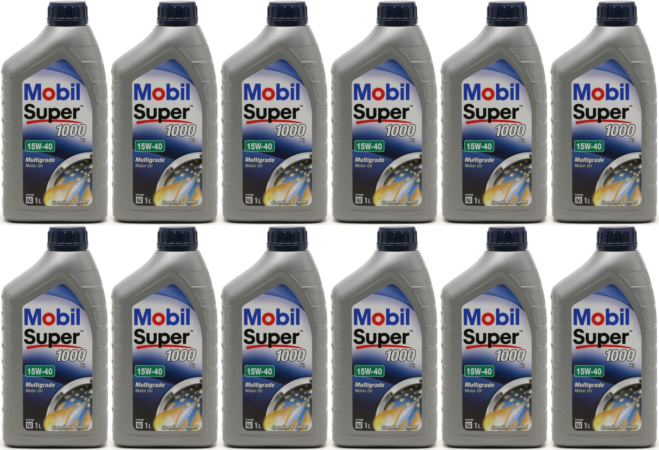 Mobil Super 1000 X1 15W-40 Motoröl 12x 1l = 12 Liter