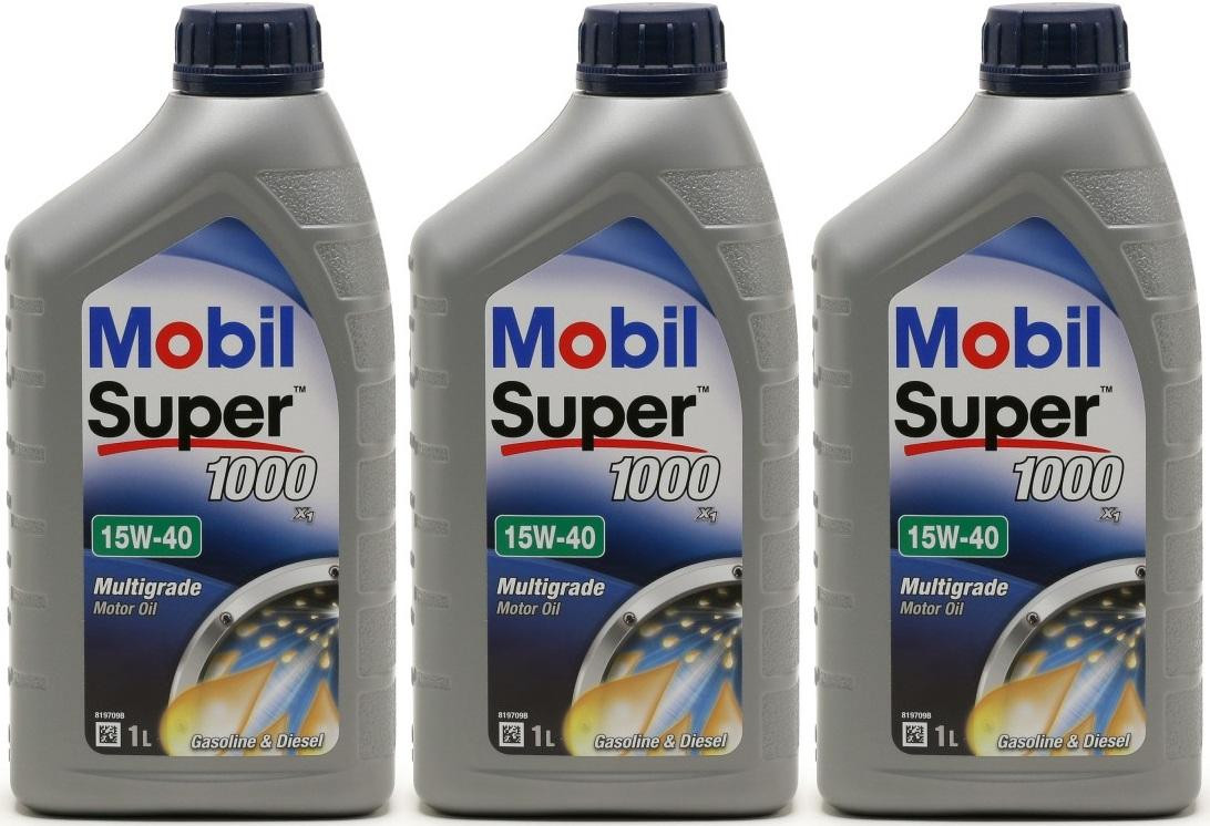 Mobil Super 1000 X1 15W-40 Motoröl 3x 1l = 3 Liter