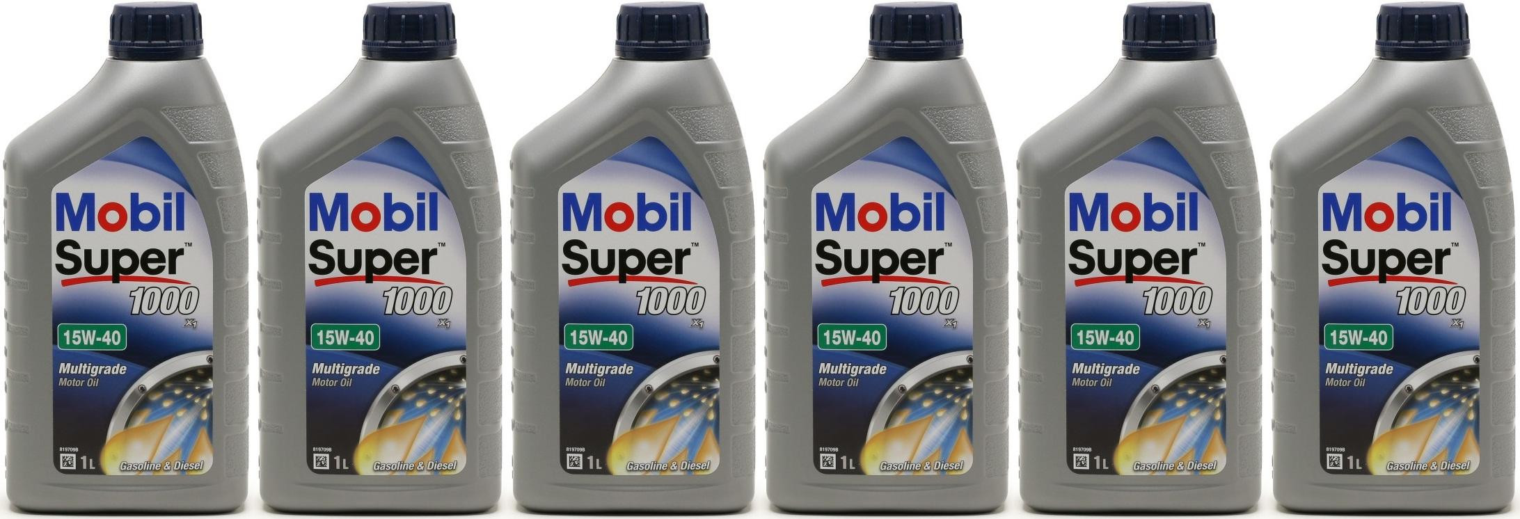 Mobil Super 1000 X1 15W-40 Motoröl 6x 1l = 6 Liter