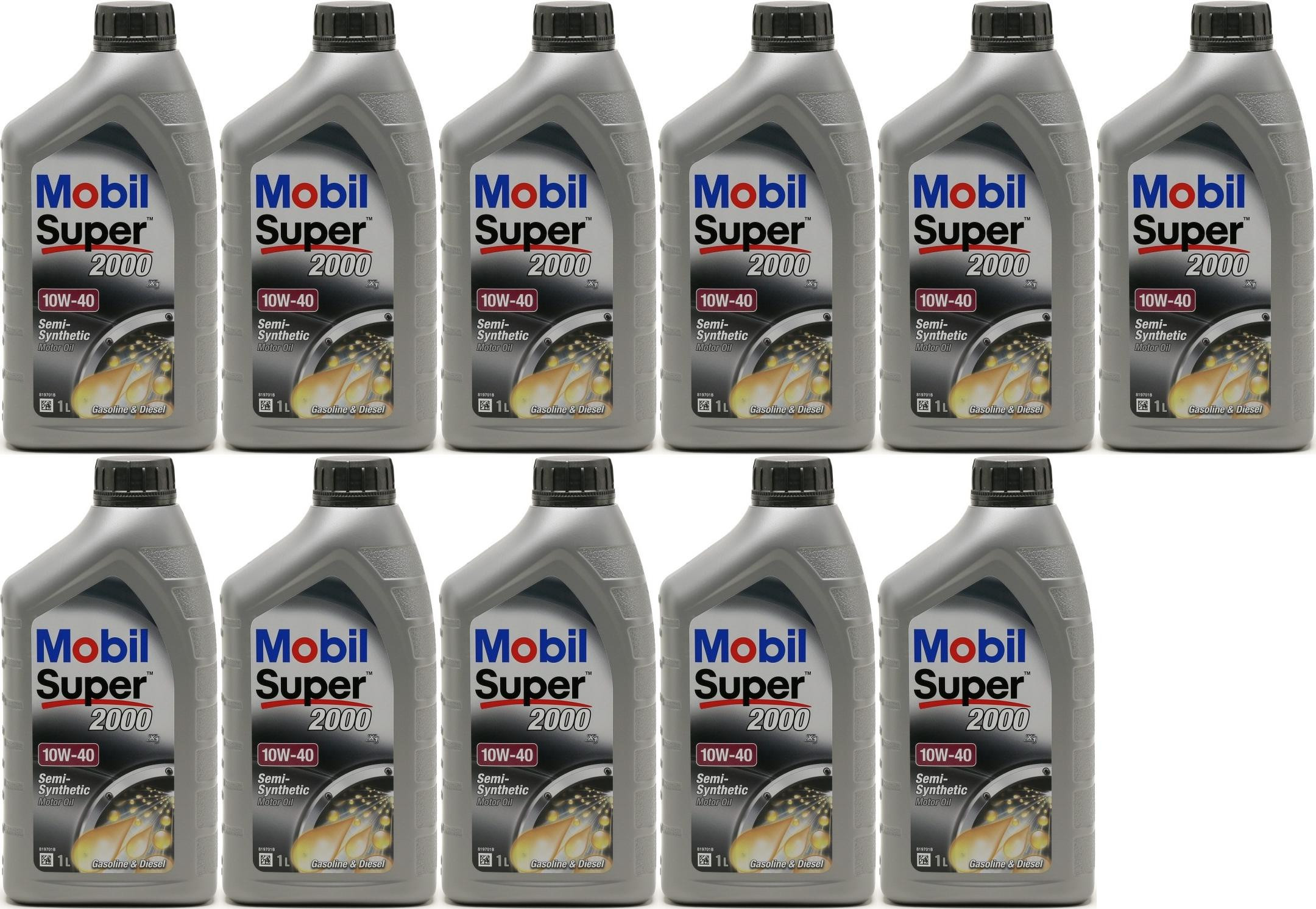 Mobil Super 2000 X1 10W-40 Diesel & Benziner Motoröliter 11x 1l = 11 Liter