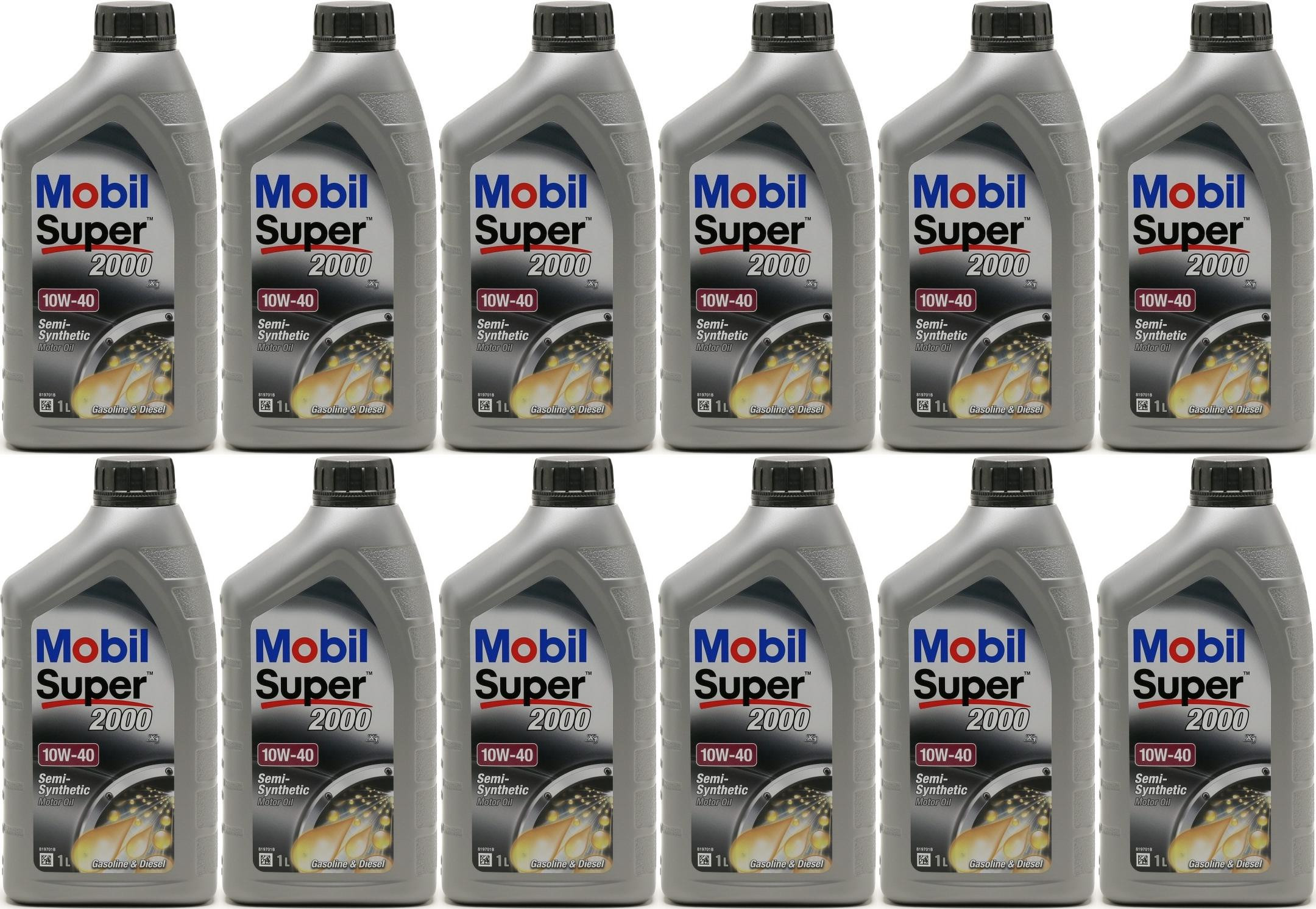 Mobil Super 2000 X1 10W-40 Diesel & Benziner Motoröliter 12x 1l = 12 Liter