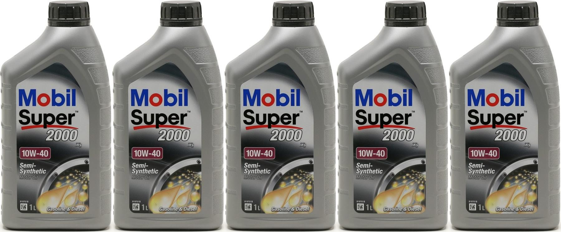Mobil Super 2000 X1 10W-40 Diesel & Benziner Motoröliter 5x 1l = 5 Liter