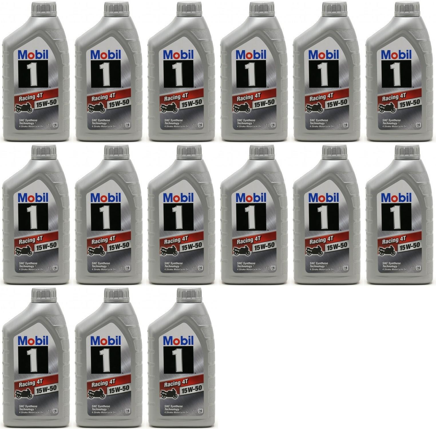 Mobil1 Racing 4T 15W-50 Motorrad Motoröl 15x 1l = 15 Liter