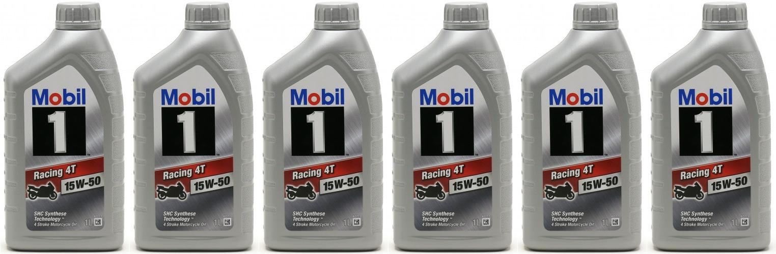 Mobil1 Racing 4T 15W-50 Motorrad Motoröl 6x 1l = 6 Liter