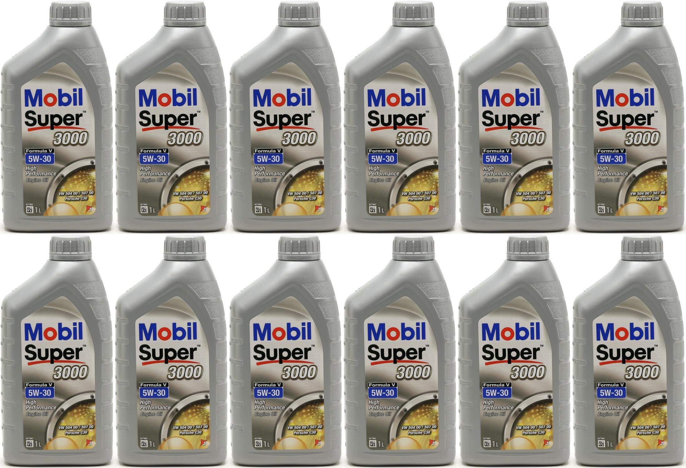 Mobil Super 3000 Formula V Longlife 5W-30 Motoröl 12x 1l = 12 Liter
