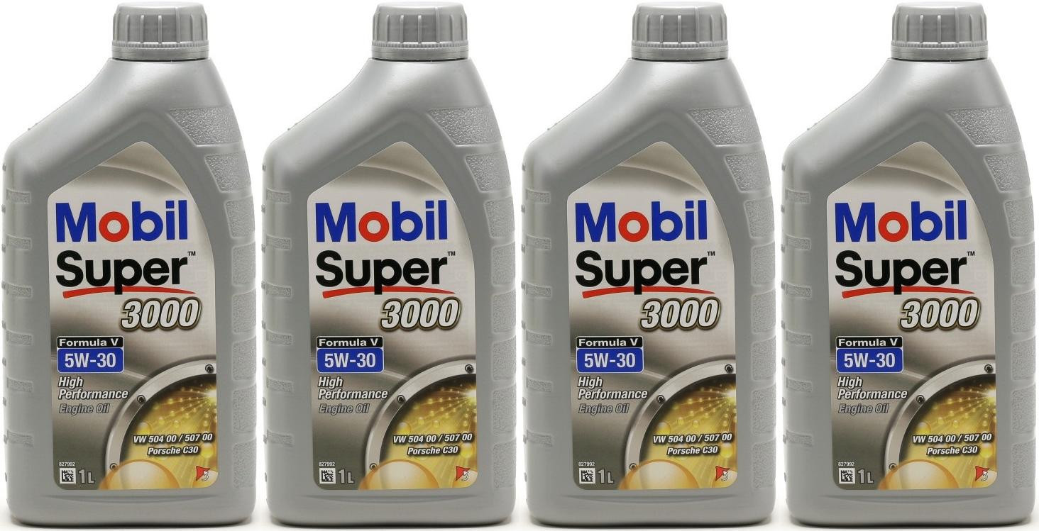 Mobil Super 3000 Formula V Longlife 5W-30 Motoröl 4x 1l = 4 Liter