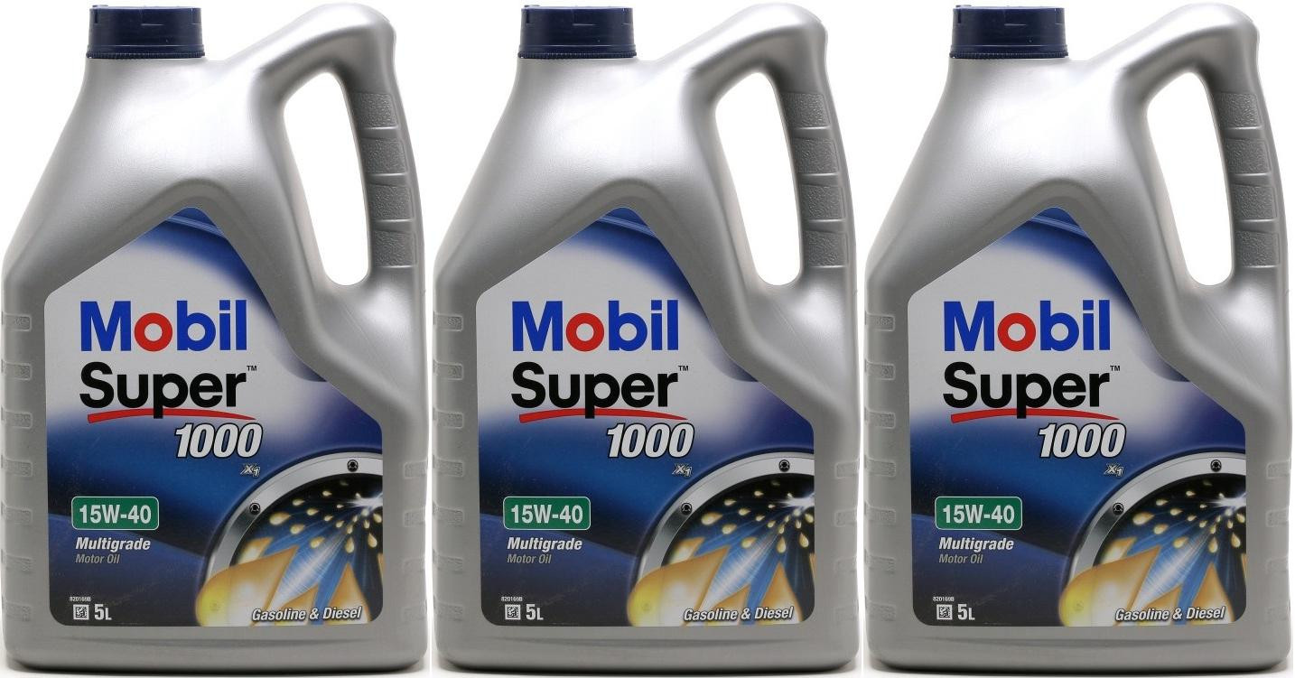 Mobil Super 1000 X1 15W-40 Motoröl 3x 5 = 15 Liter
