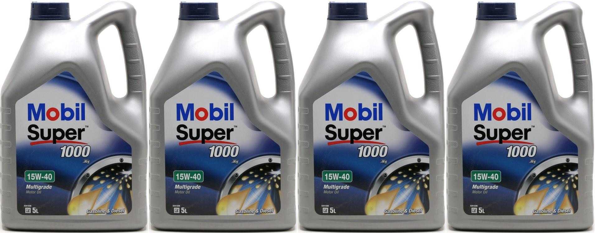 Mobil Super 1000 X1 15W-40 Motoröl 4x 5 = 20 Liter