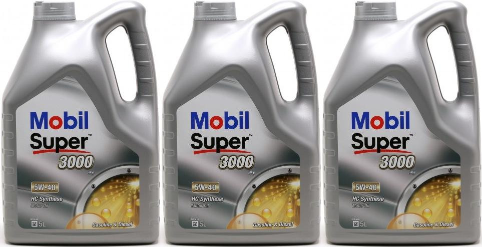 Mobil Super 3000 X1 5W-40 Motoröl 3x 5 = 15 Liter