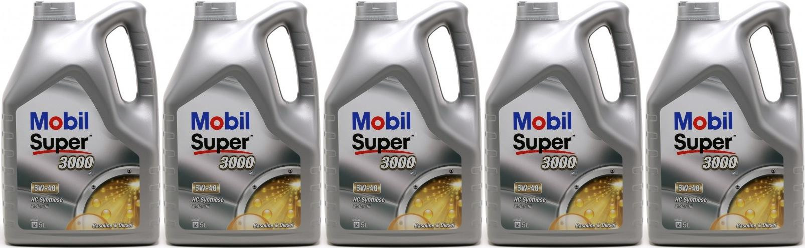 Mobil Super 3000 X1 5W-40 Motoröl 5x 5 = 25 Liter
