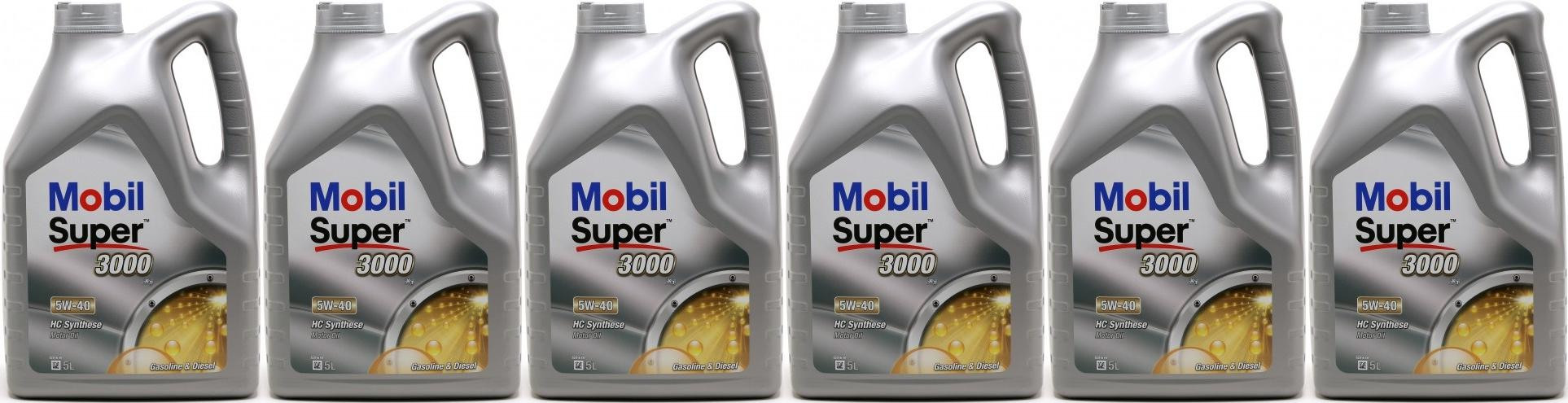 Mobil Super 3000 X1 5W-40 Motoröl 6x 5 = 30 Liter
