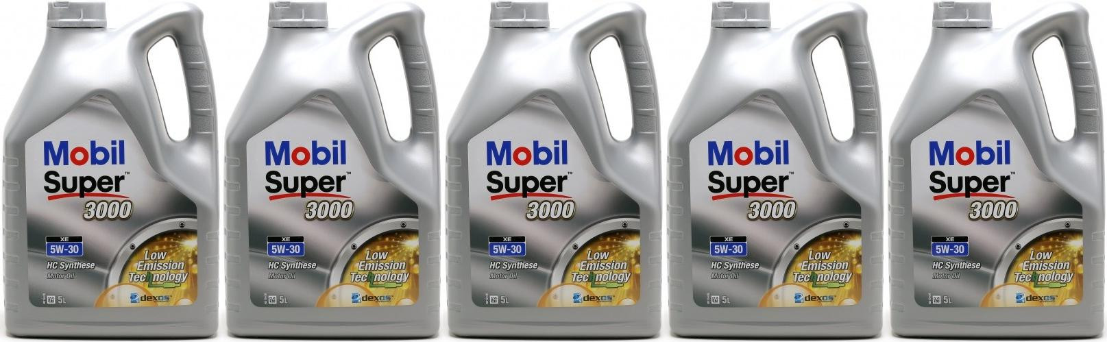Mobil Super 3000 XE 5W-30 Motoröl 5x 5 = 25 Liter