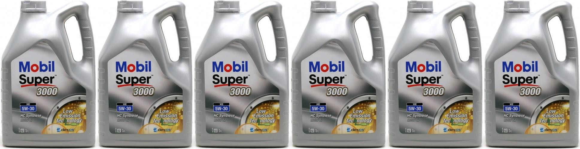 Mobil Super 3000 XE 5W-30 Motoröl 6x 5 = 30 Liter