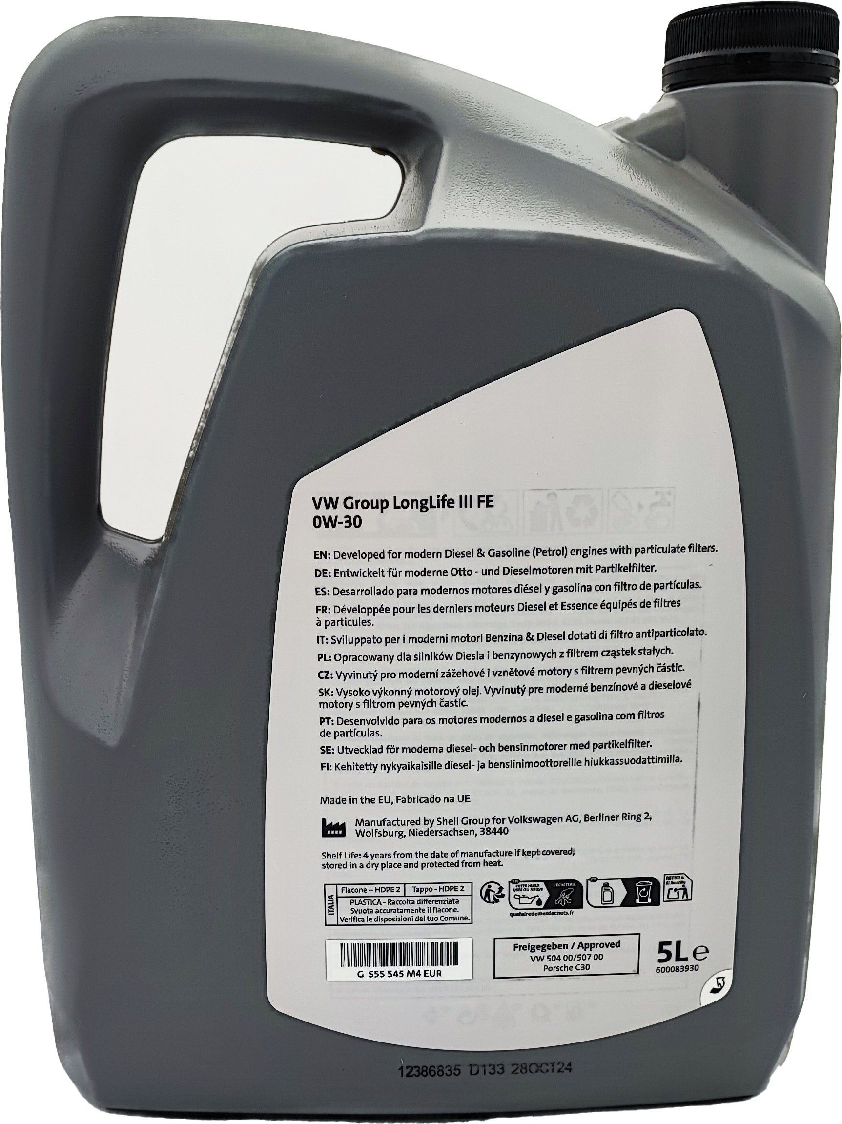 Original VW LongLife III FE 0W-30 Motorenöl Original GS55545M4EUR - 5l
