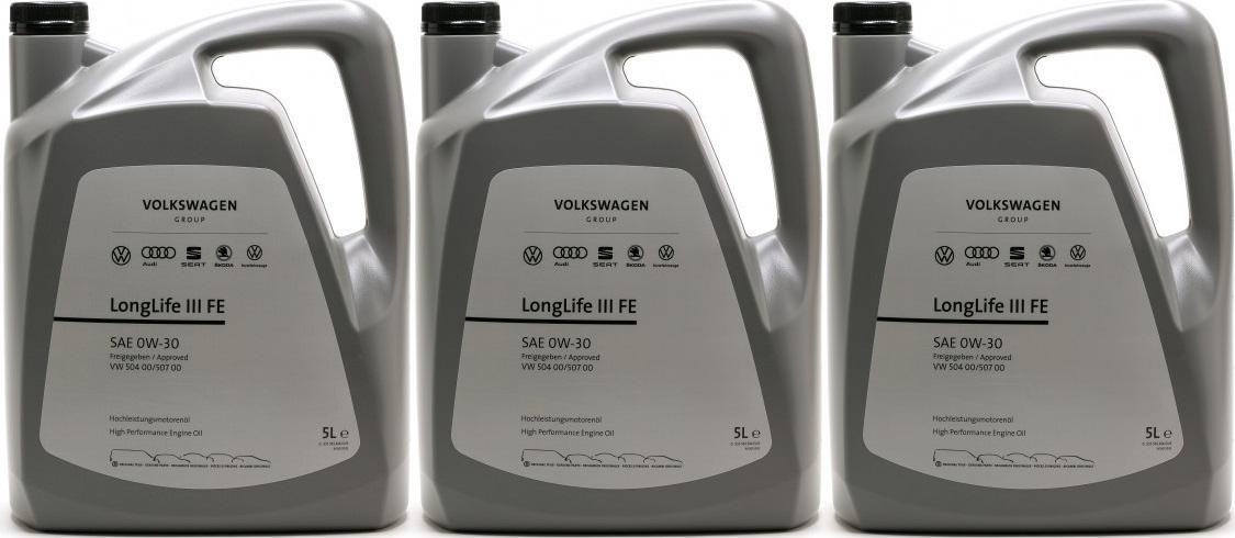 Original VW LongLife III FE 0W-30 Motorenöl Original GS55545M4EUR 3x5 = 15 Liter