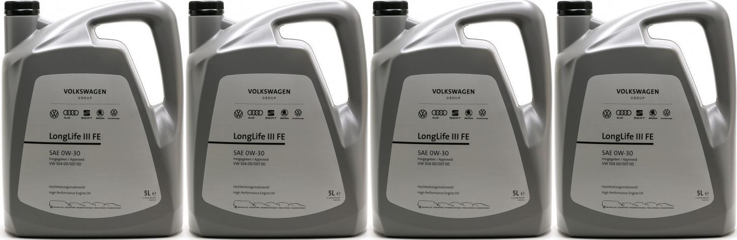 Original VW LongLife III FE 0W-30 Motorenöl Original GS55545M4EUR 4x5 = 20 Liter