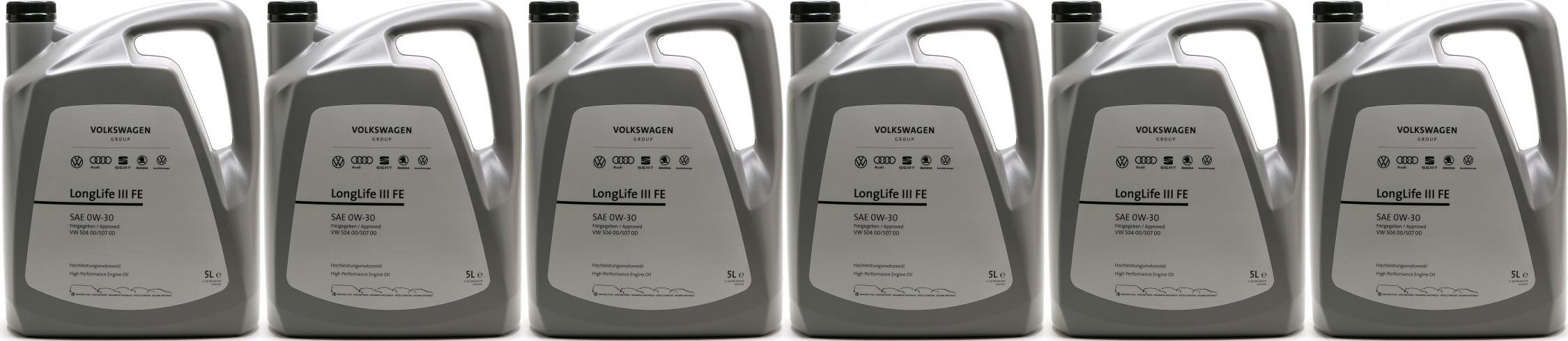 Original VW LongLife III FE 0W-30 Motorenöl Original GS55545M4EUR 6x5 = 30 Liter
