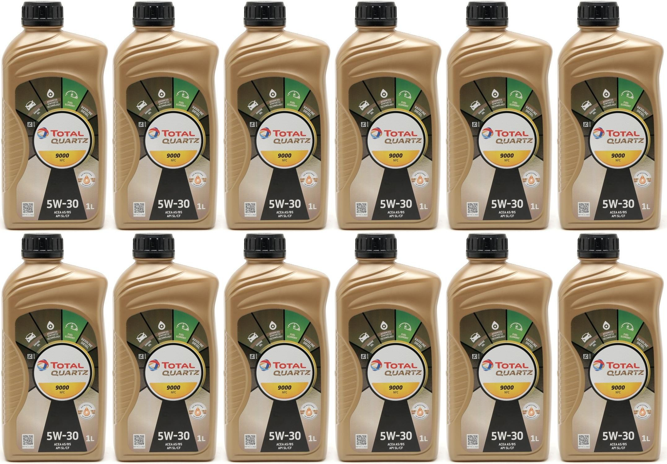 Total Quartz 9000 NFC 5W30 Motoröl 12x 1l = 12 Liter