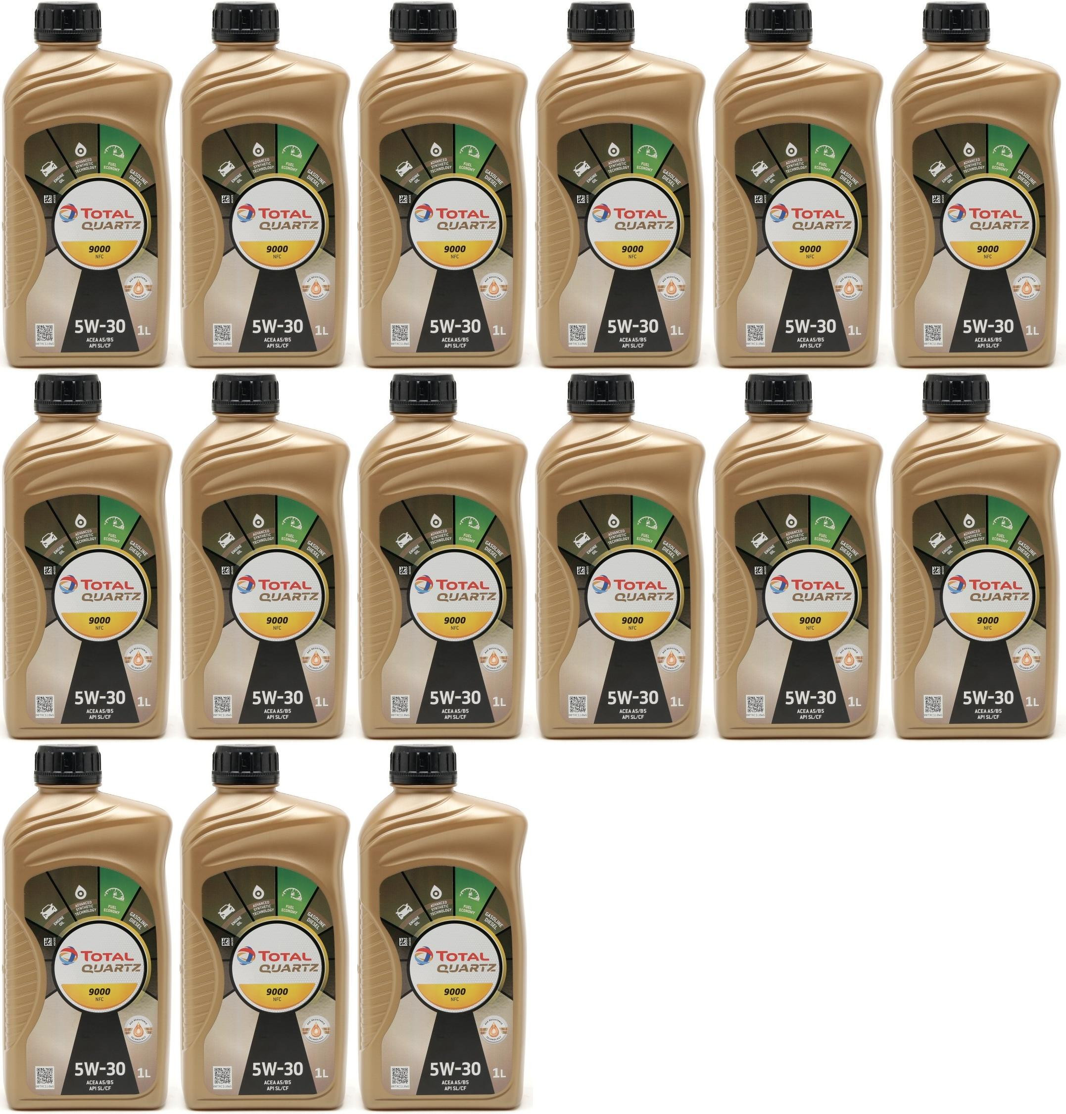 Total Quartz 9000 NFC 5W30 Motoröl 15x 1l = 15 Liter