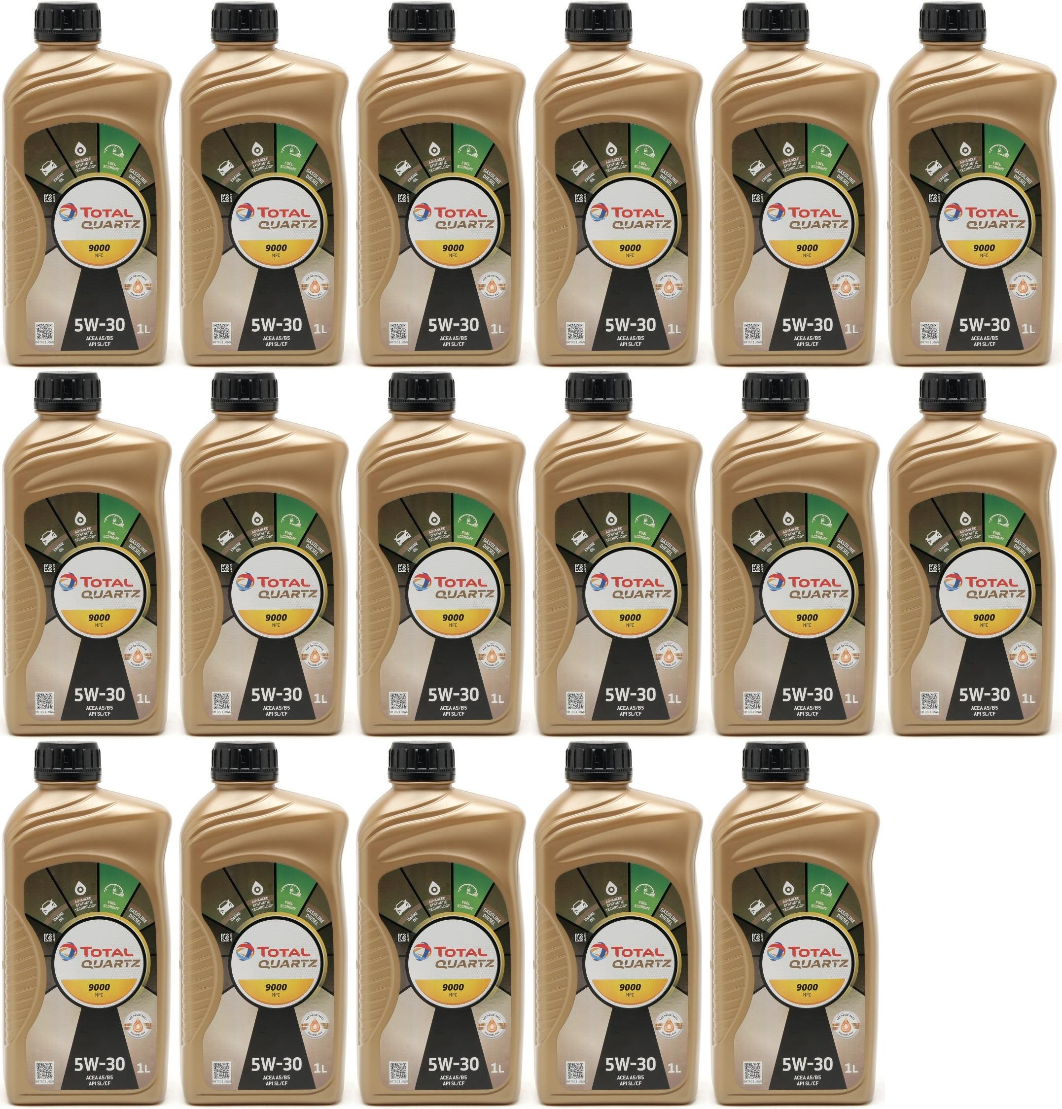 Total Quartz 9000 NFC 5W30 Motoröl 17x 1l = 17 Liter