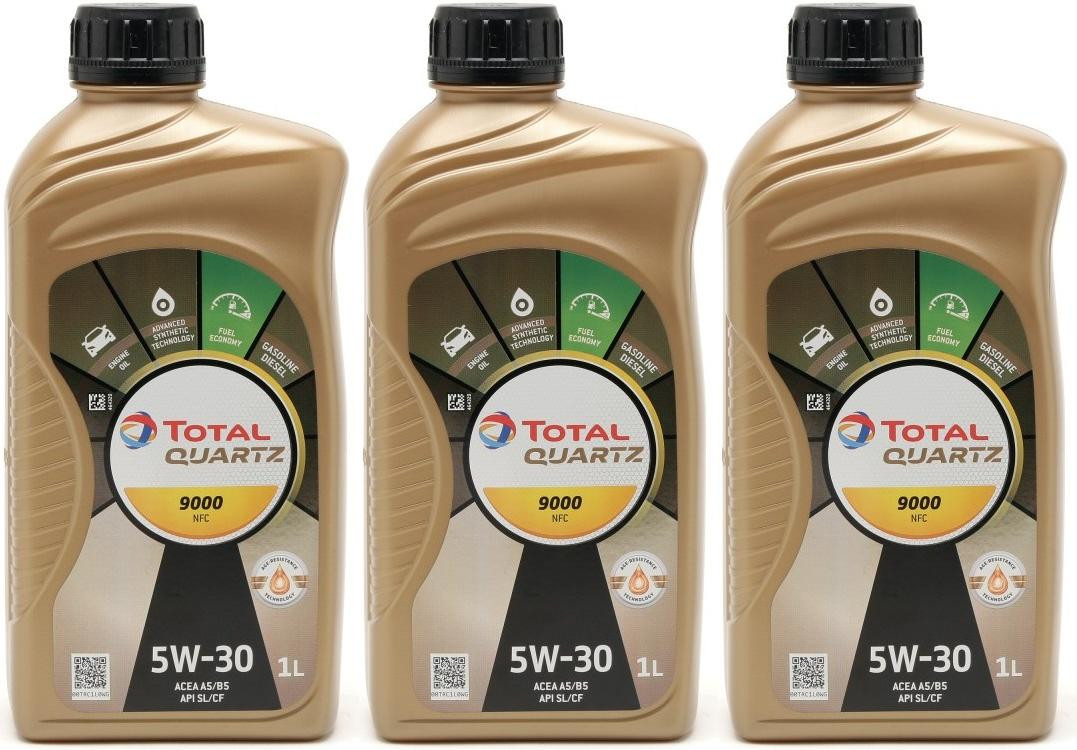 Total Quartz 9000 NFC 5W30 Motoröl 3x 1l = 3 Liter