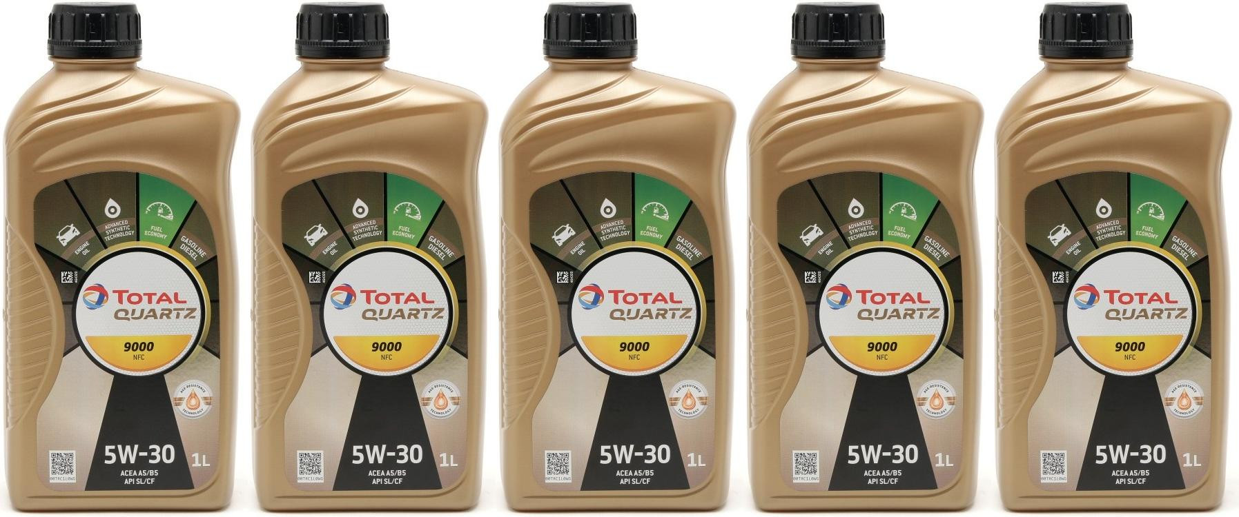 Total Quartz 9000 NFC 5W30 Motoröl 5x 1l = 5 Liter