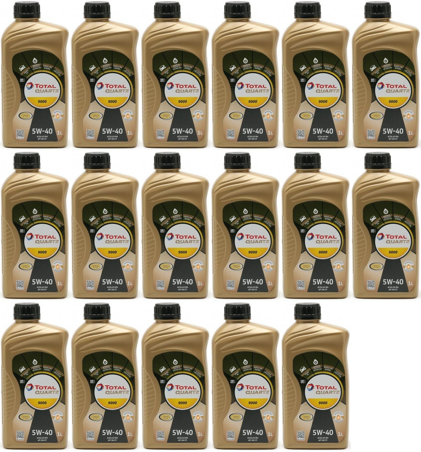 Total Quartz 9000 5W-40 Motoröl 17x 1l = 17 Liter