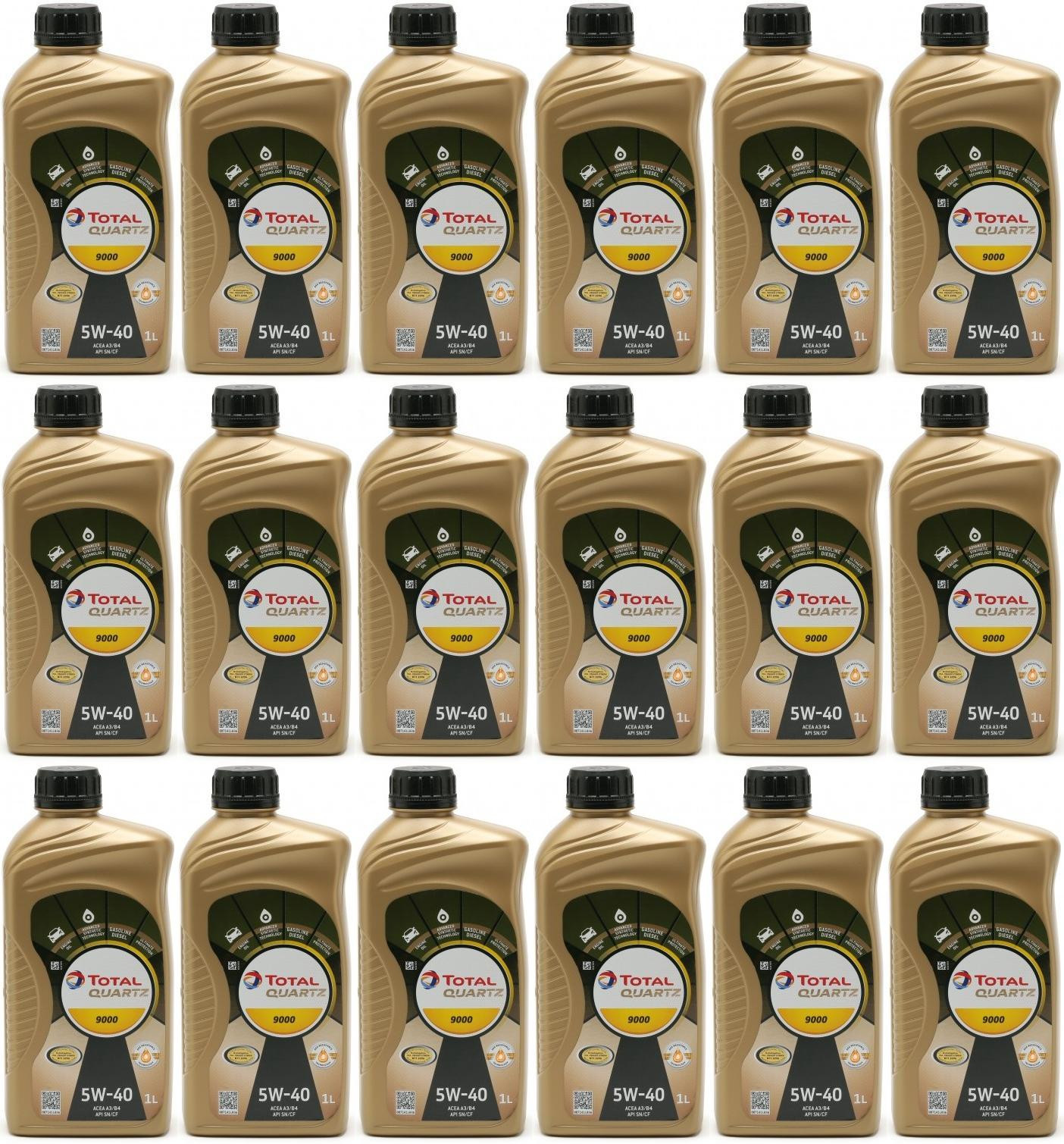 Total Quartz 9000 5W-40 Motoröl 18x 1l = 18 Liter