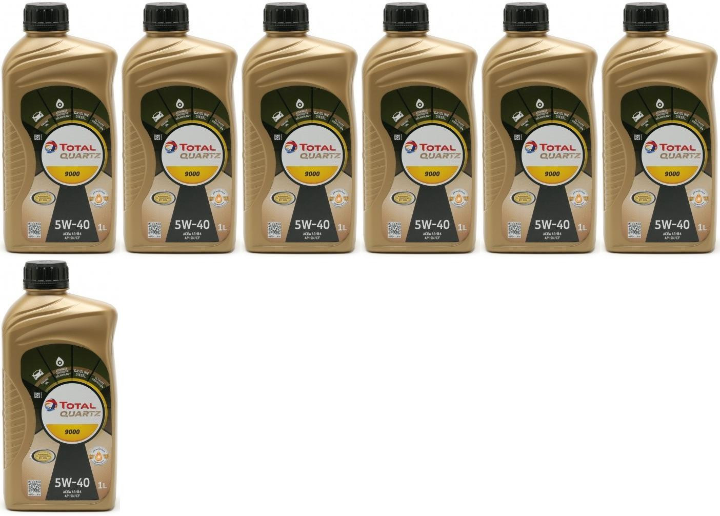 Total Quartz 9000 5W-40 Motoröl 7x 1l = 7 Liter