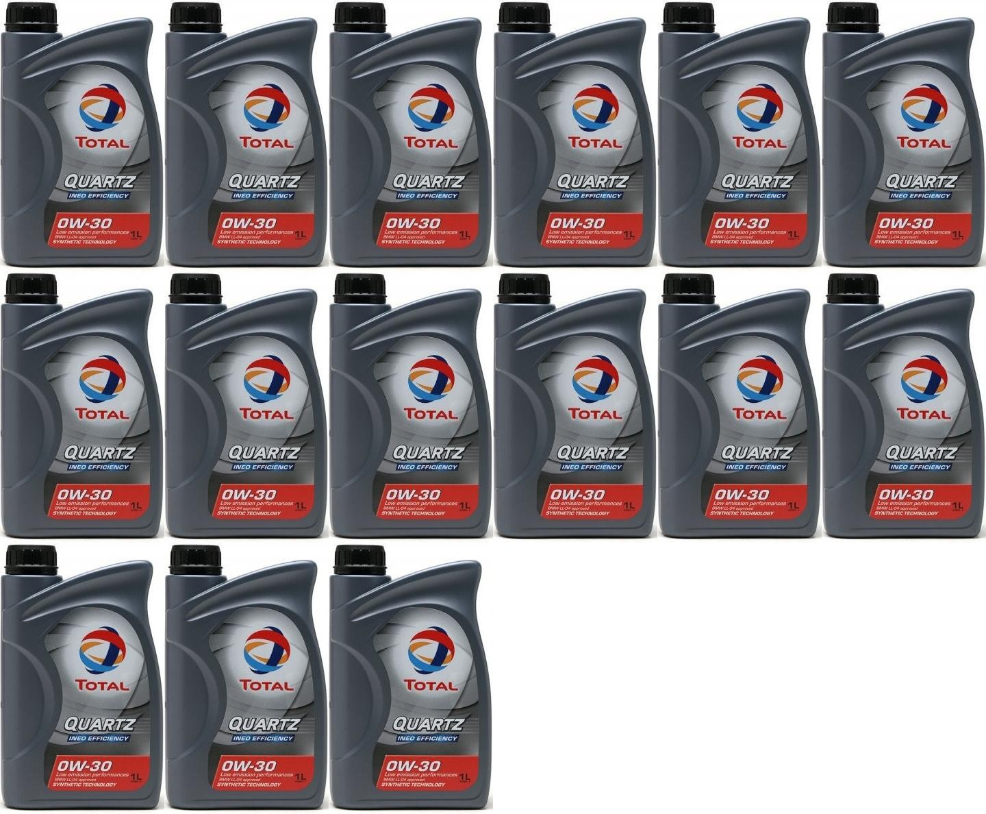 Total Quartz Ineo Efficiency 0W-30 Motoröl 15x 1l = 15 Liter