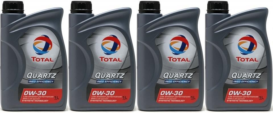 Total Quartz Ineo Efficiency 0W-30 Motoröl 4x 1l = 4 Liter