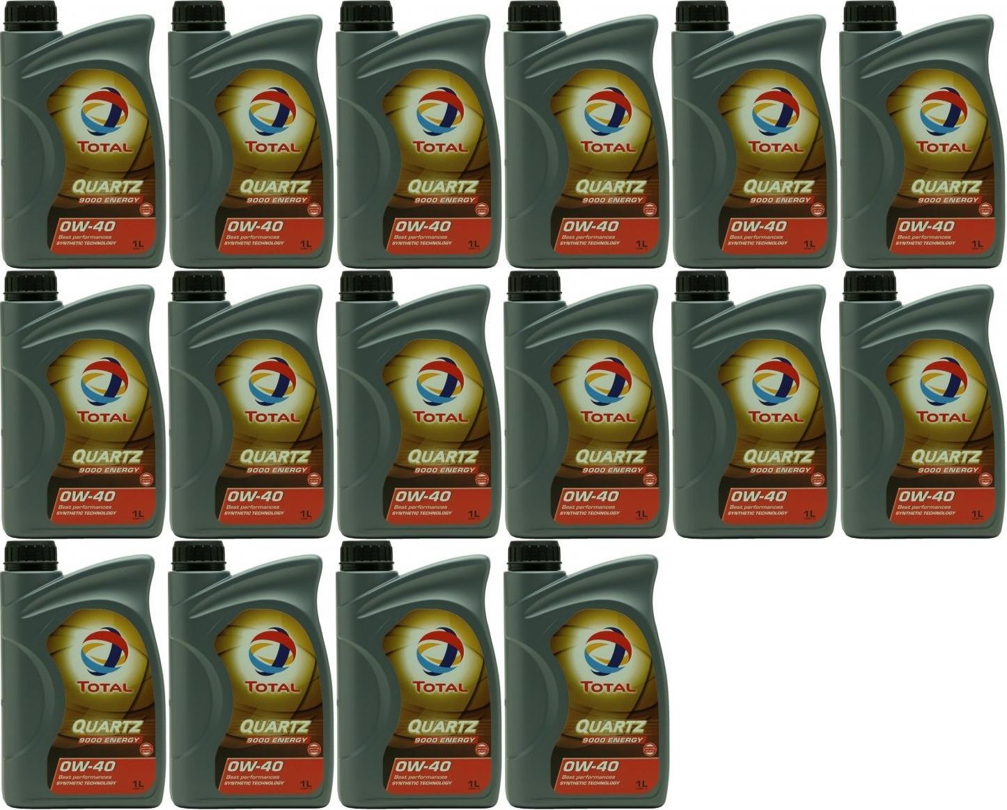 Total Quartz 9000 Energy 0W-40 Motoröl 16x 1l = 16 Liter