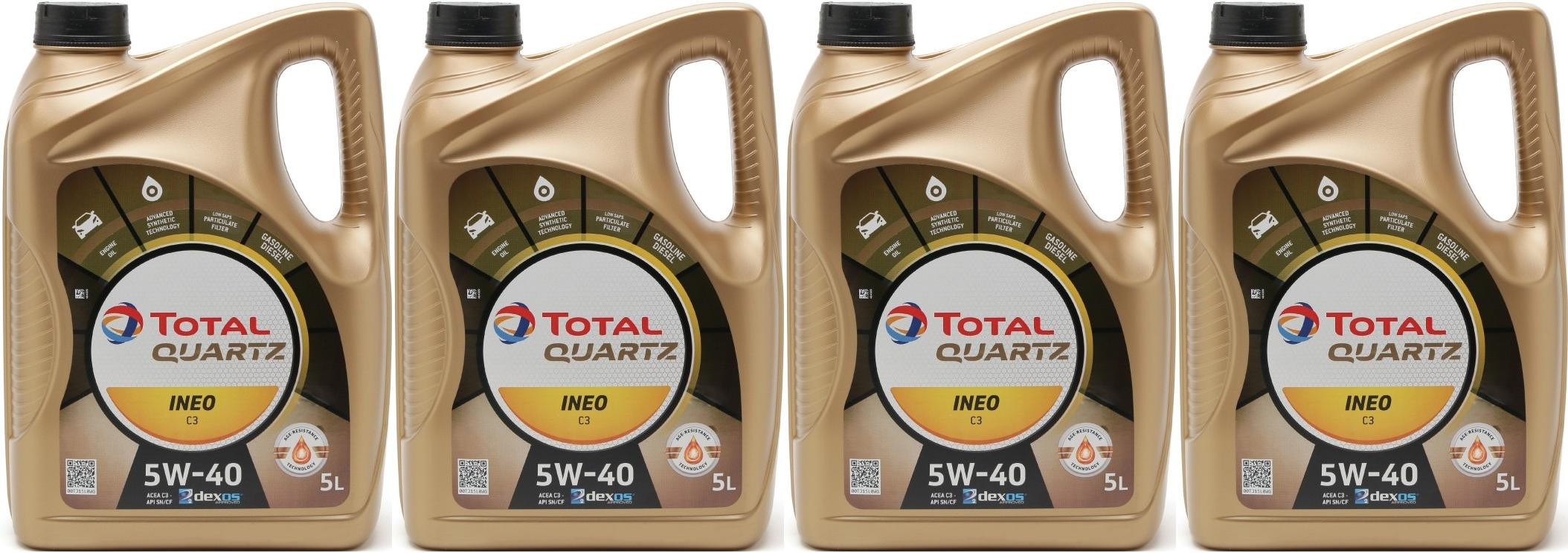 Total Quartz Ineo C3 5W-40 Motoröl 4x 5 = 20 Liter