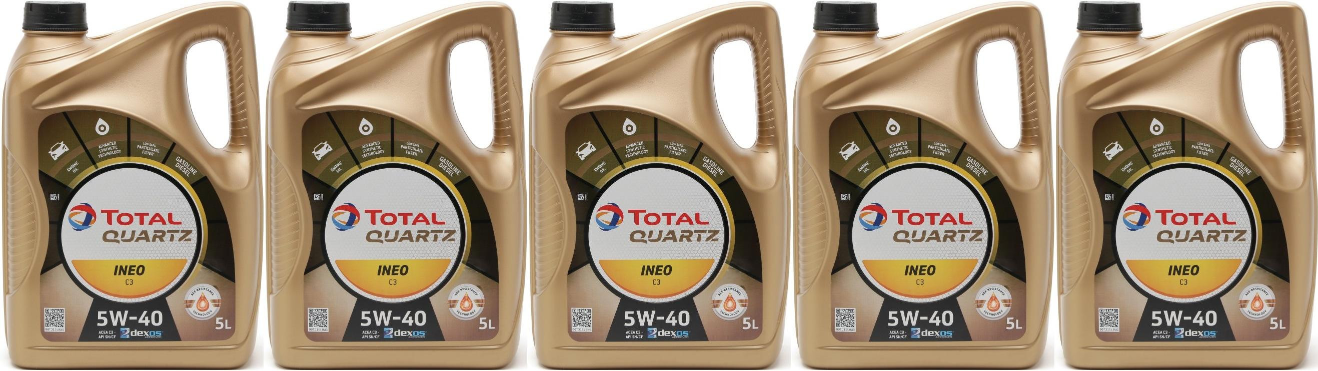 Total Quartz Ineo C3 5W-40 Motoröl 5x 5 = 25 Liter