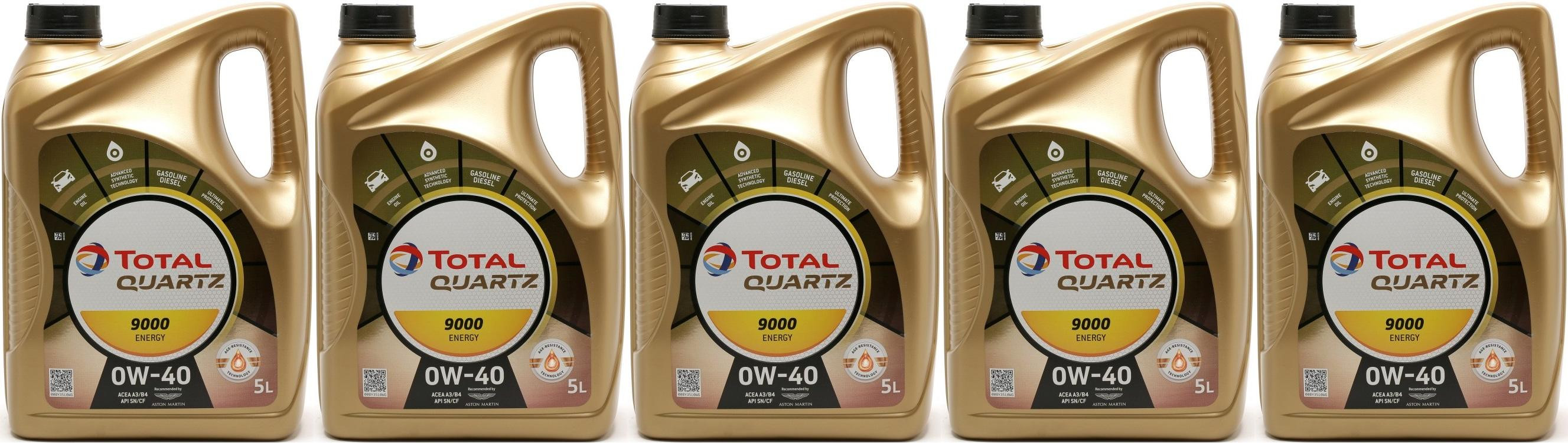 Total Quartz 9000 Energy 0W-40 Motoröl 5x 5 = 25 Liter